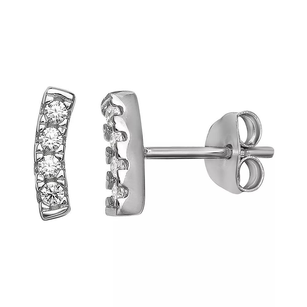 PRIMROSE Sterling Silver Cubic Zirconia Bar Post Earrings, Women's, Silver Tone Clear Product Image