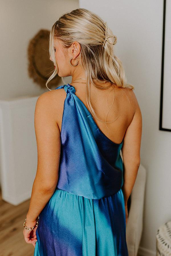 Moonlit Lagoon Satin Top in Blue Product Image