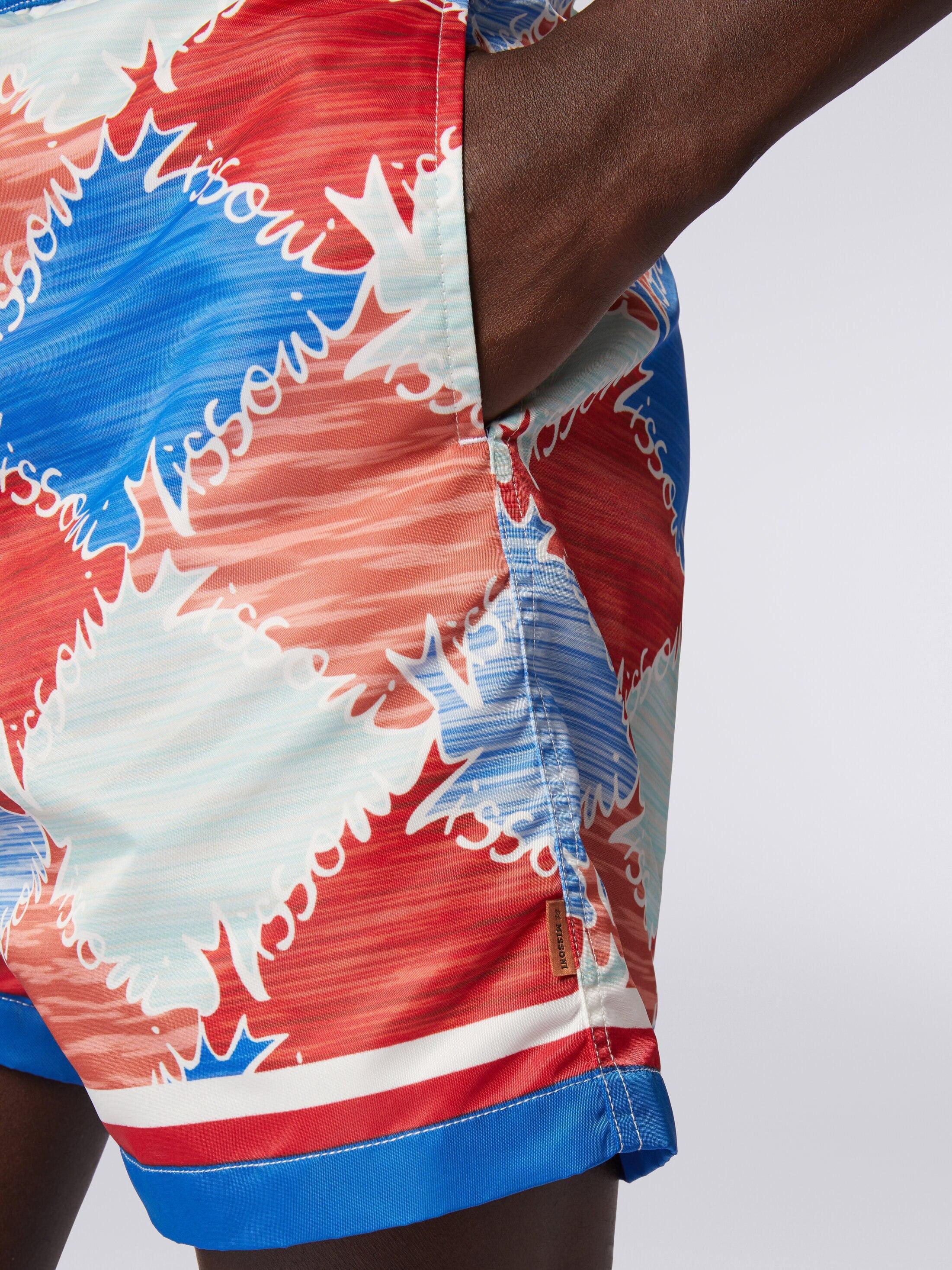 Swimming trunks in slub nylon with logo print Product Image