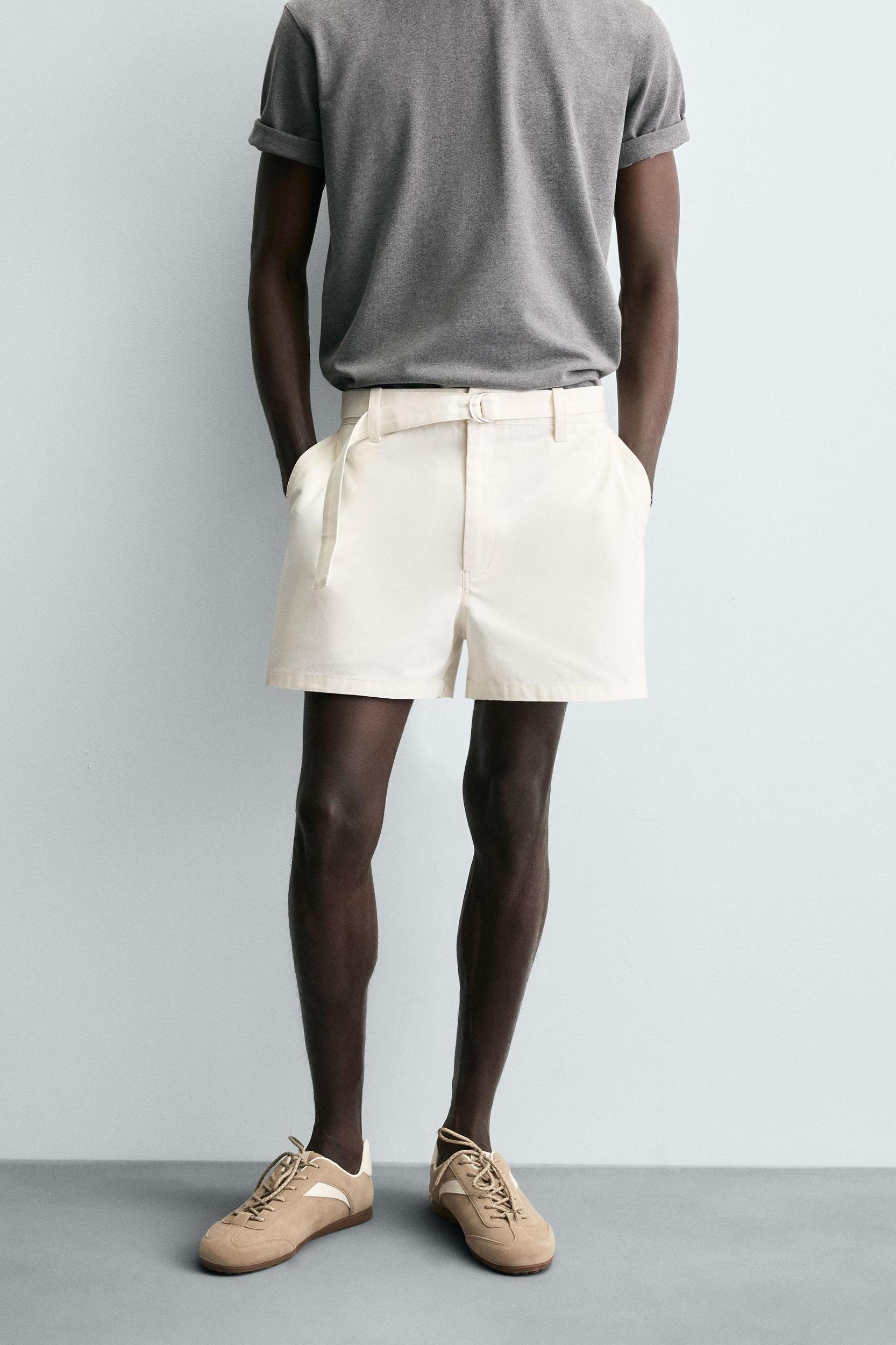 BELTED TEXTURED SHORTS Product Image