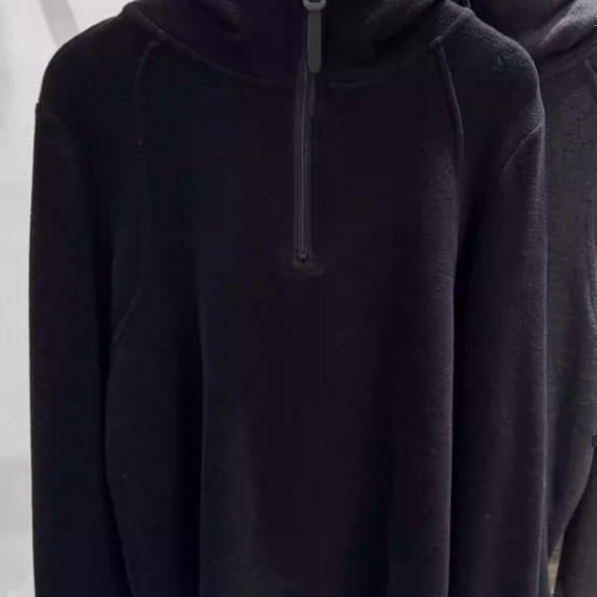 Half Zip Plain Hoodie Product Image