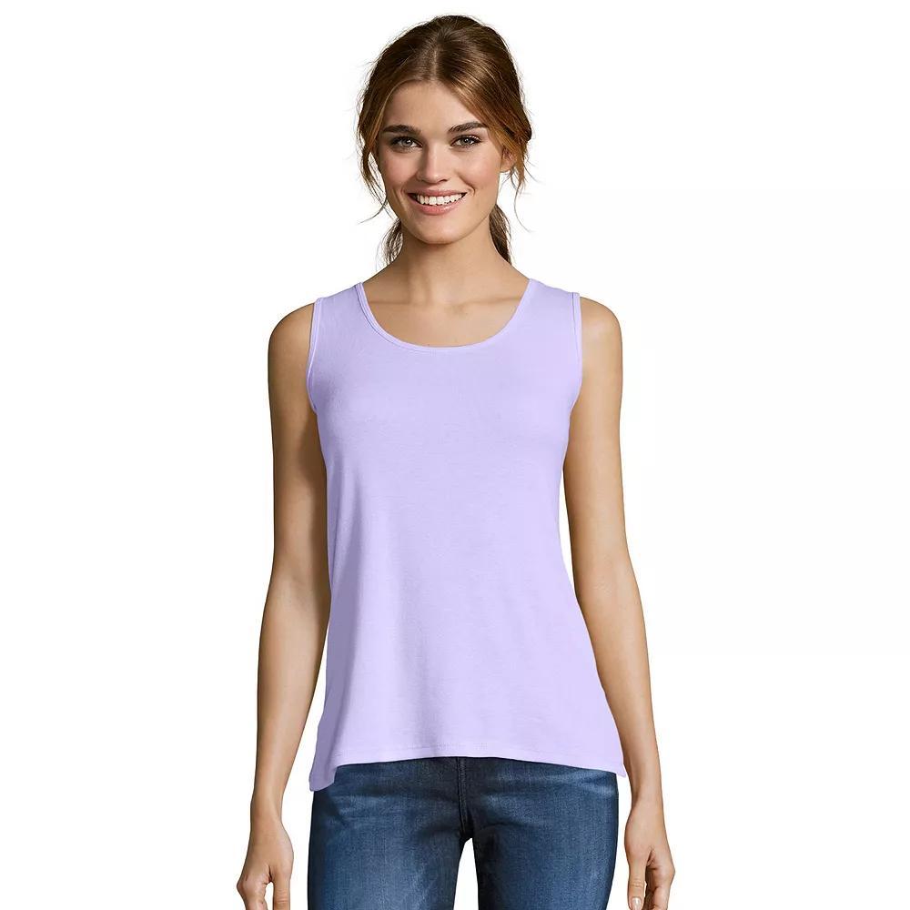 Women's Hanes® Mini-Ribbed Tank Top, Size: Large, Purple Wash Product Image