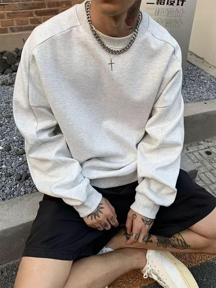 Crew Neck Plain Sweatshirt Product Image