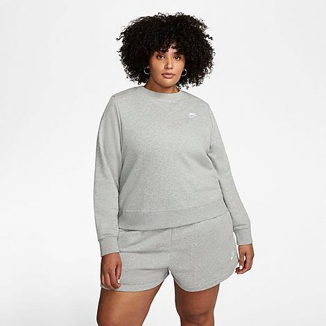 Plus Size Nike Club Fleece Crewneck Sweatshirt, Women's, Size: 2XL, Birch Grey Product Image