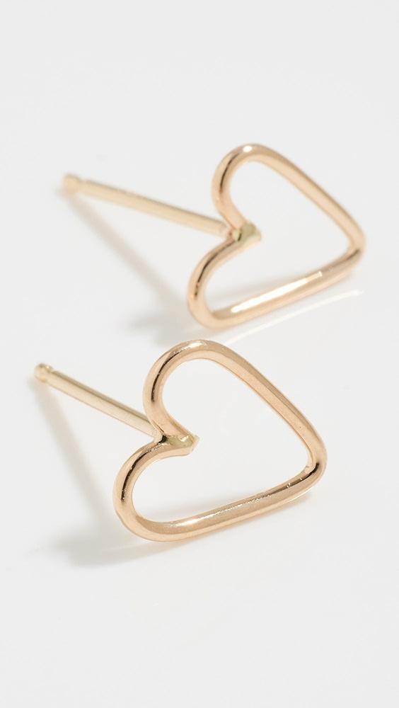 Zoe Chicco 14k Gold Tiny Open Heart Studs | Shopbop Product Image