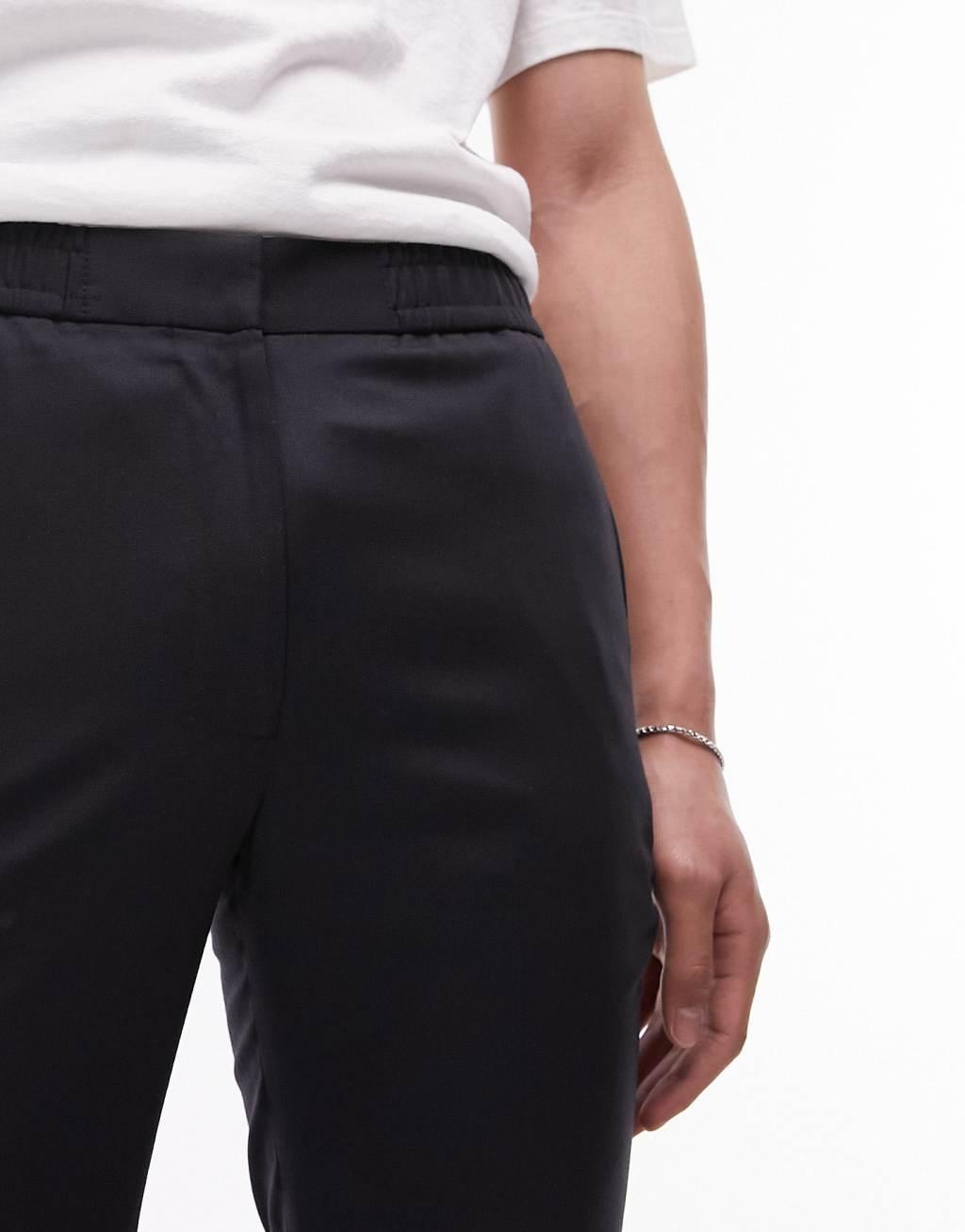 Topman elasticized waist jogger pants in navy Product Image