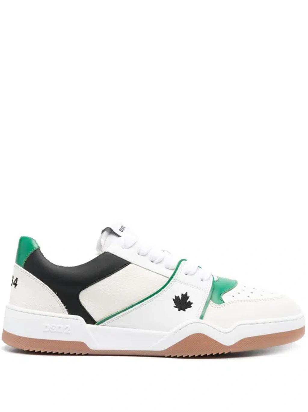 DSQUARED2 Men's Low Top Leather Sneaker In Bianco Verde Nero Product Image