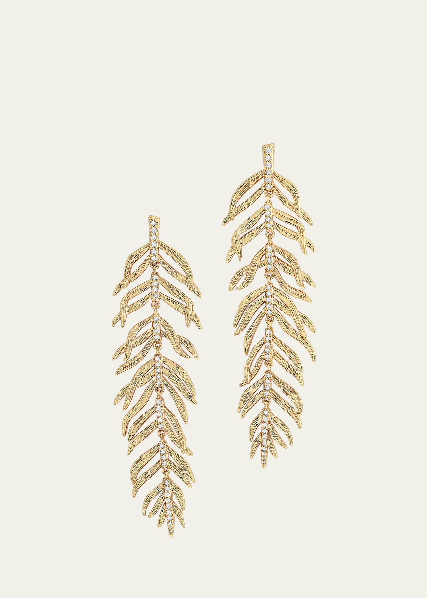 Cubic Zirconia Palm Leaves Earrings Product Image