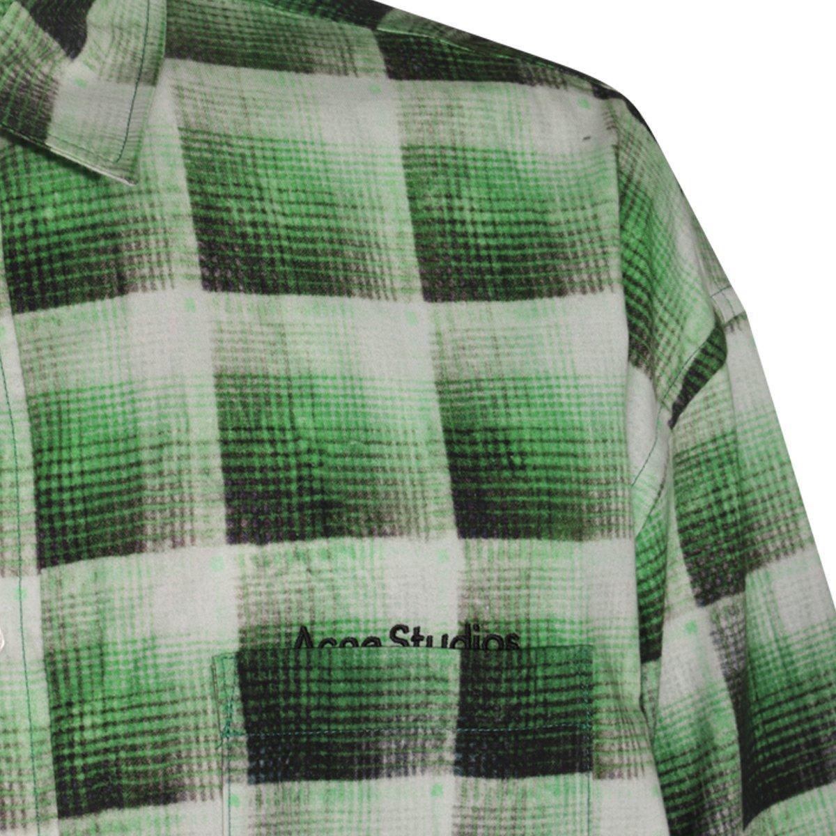 ACNE STUDIOS Green Checkered Cotton Flannel Shirt Product Image