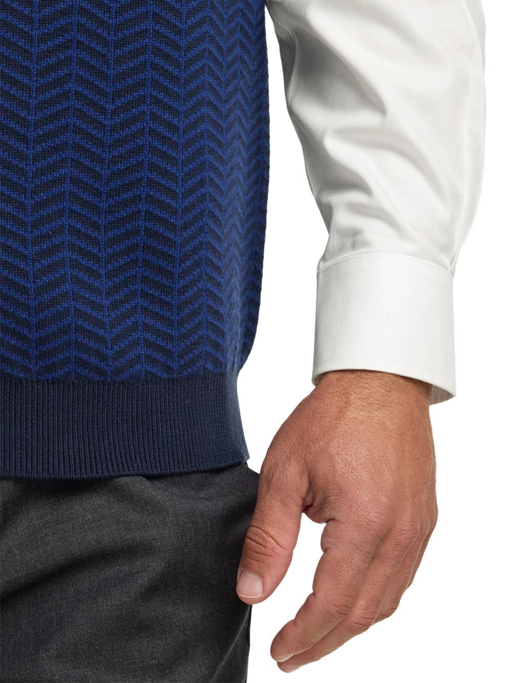 Cotton Full Zip Mock Neck Vest - Navy Product Image