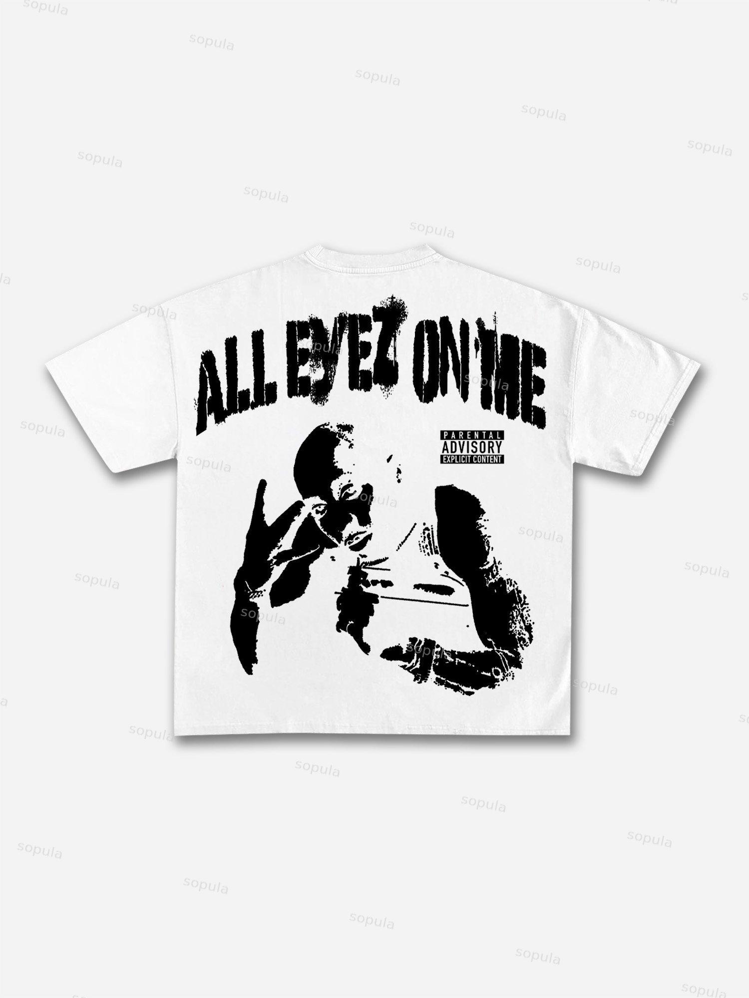 All Eyez On Me 2017 Rap Hip-Hop Graphic Cotton T-shirt Product Image