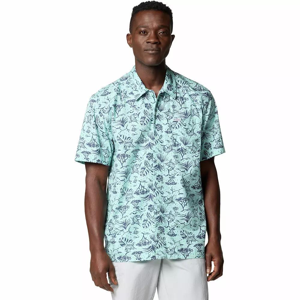 Men's Columbia Trollers Best Short Sleeve Button-Down Shirt, Size: Large, Spray Marlin Chase Product Image