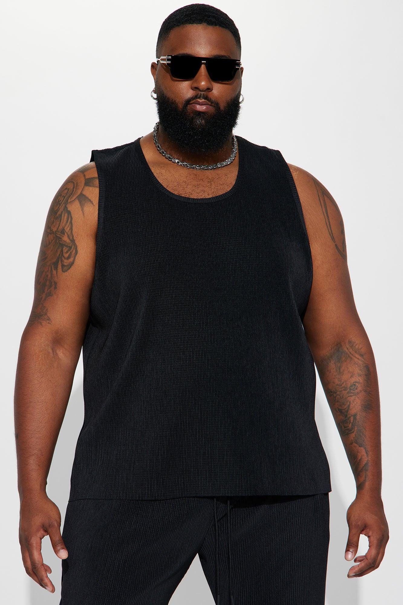 Override Textured Tank Top - Black Product Image