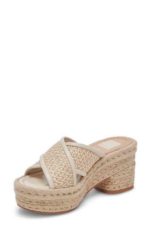 Dolce Vita Womens Eldora Crisscross Raffia Espadrille Platform Slide Sandals - Natural Product Image