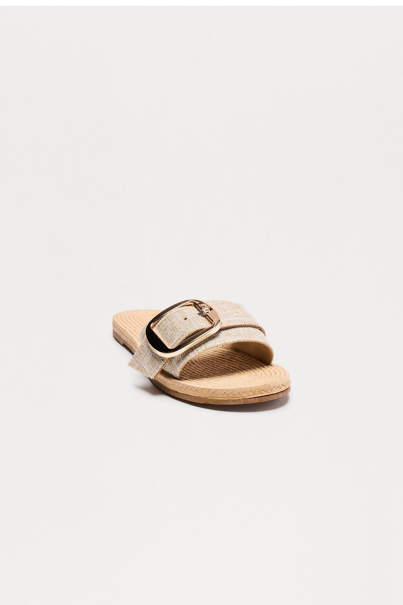 Glora Buckle Jute Sandals - Beige Product Image
