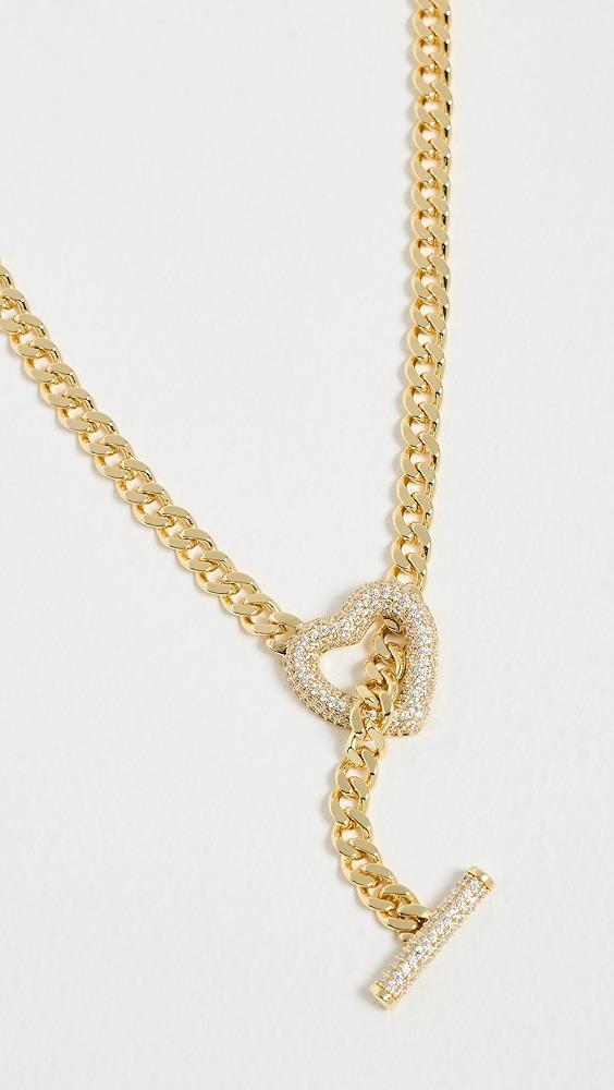 By Adina Eden Pave Heart Toggle Cuban Link Necklace | Shopbop Product Image