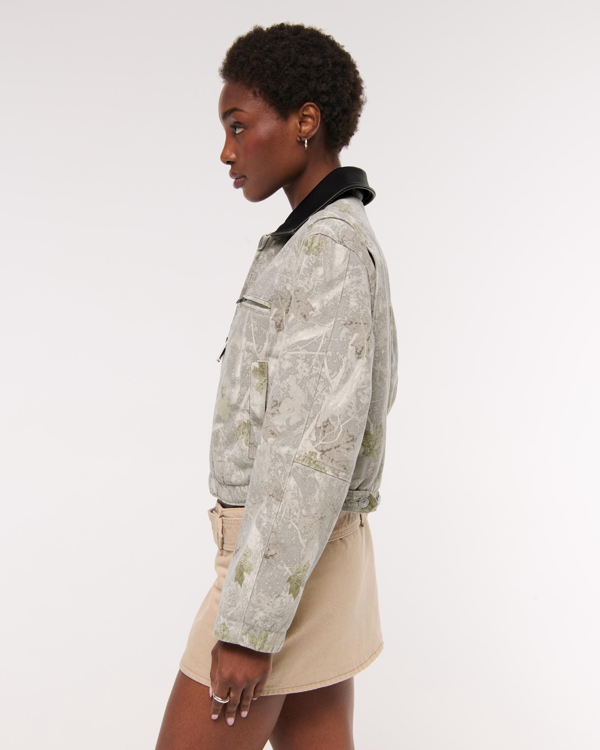 Cropped Twill Trucker Jacket Product Image