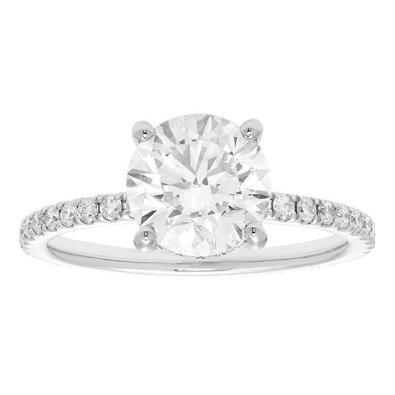 Evergreen Diamonds 14k White Gold 2 3/8 Carat T.W. IGL Certified Round Lab-Grown Diamond Hidden Halo Ring, Womens Product Image