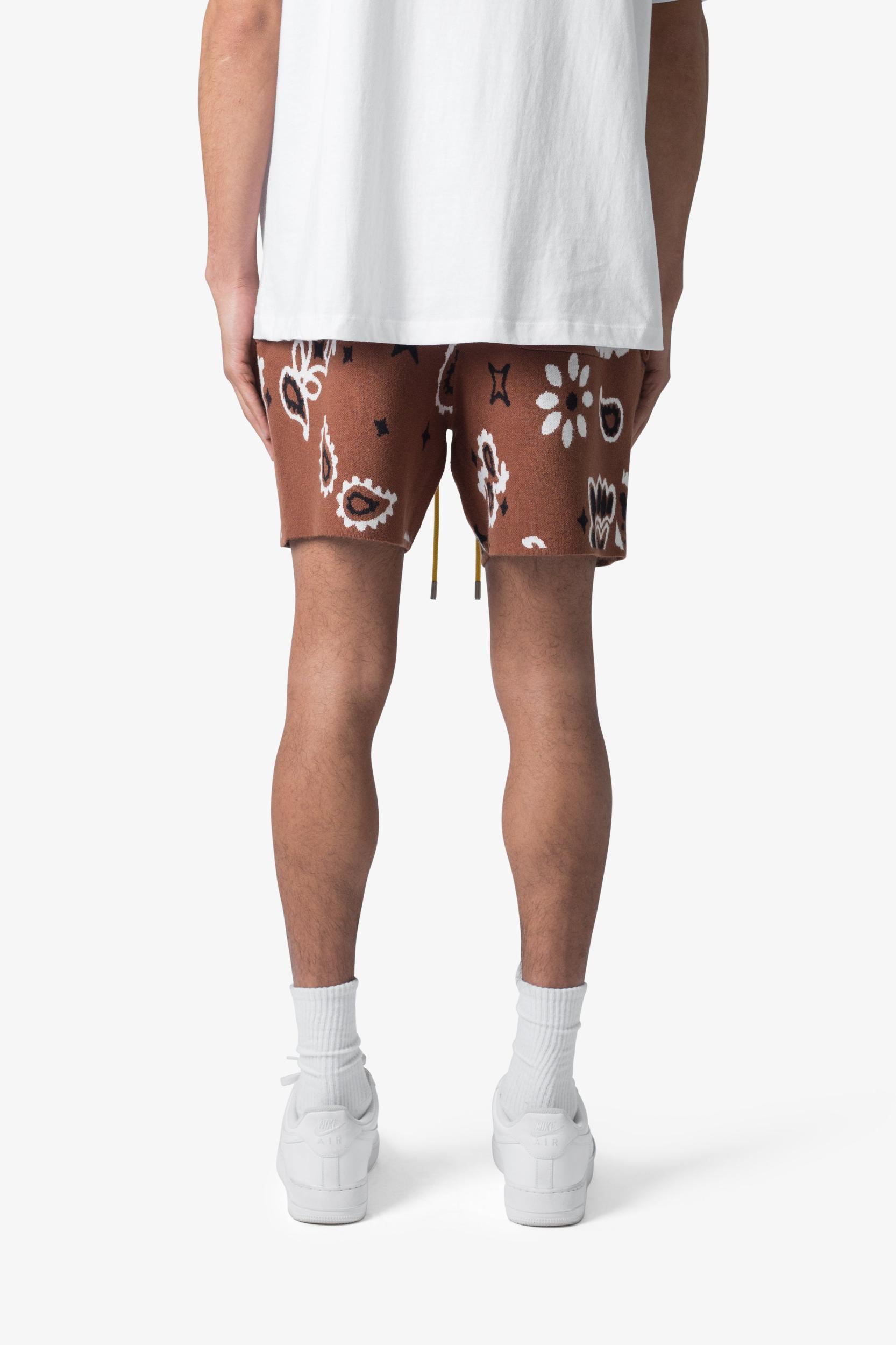 Paisley Knit Shorts - Brown Product Image
