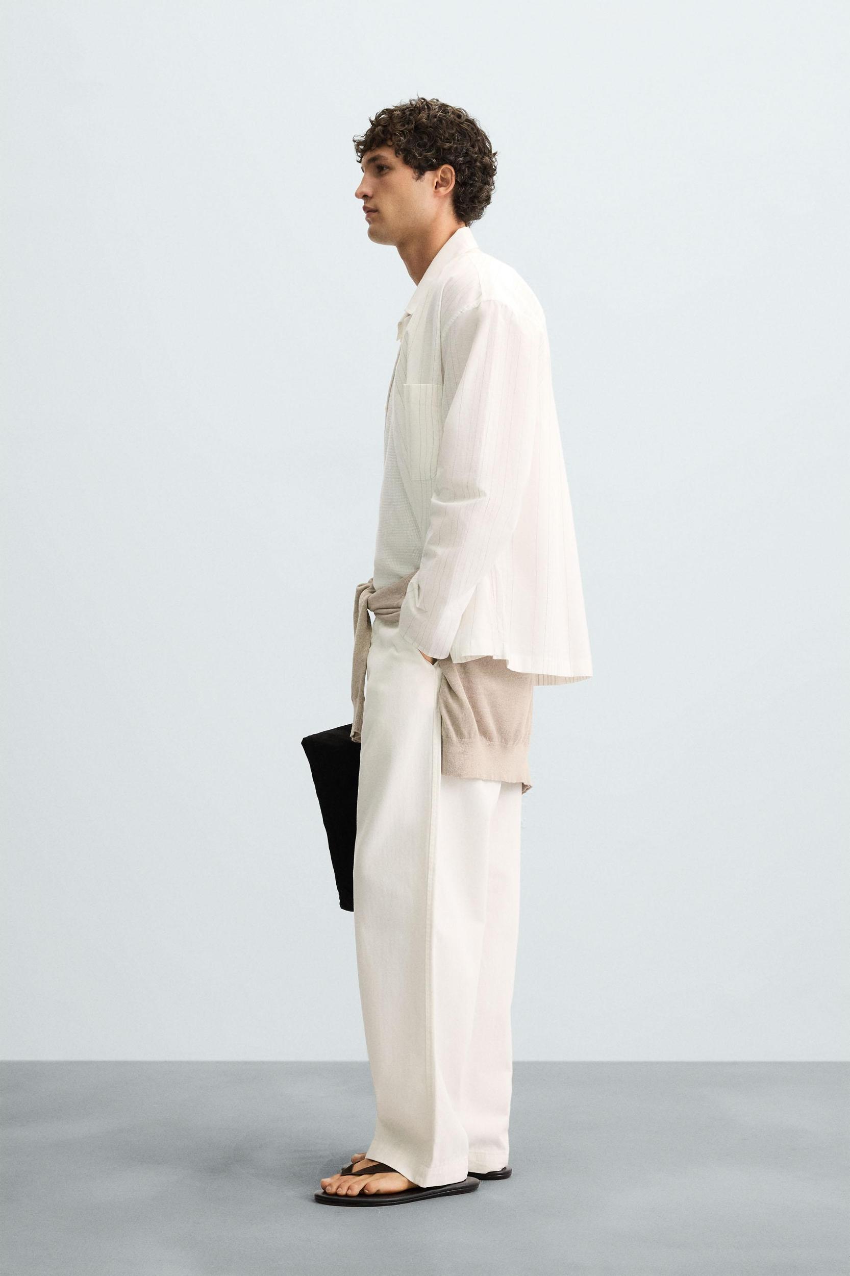 TEXTURED WEAVE STRIPED SHIRT Product Image