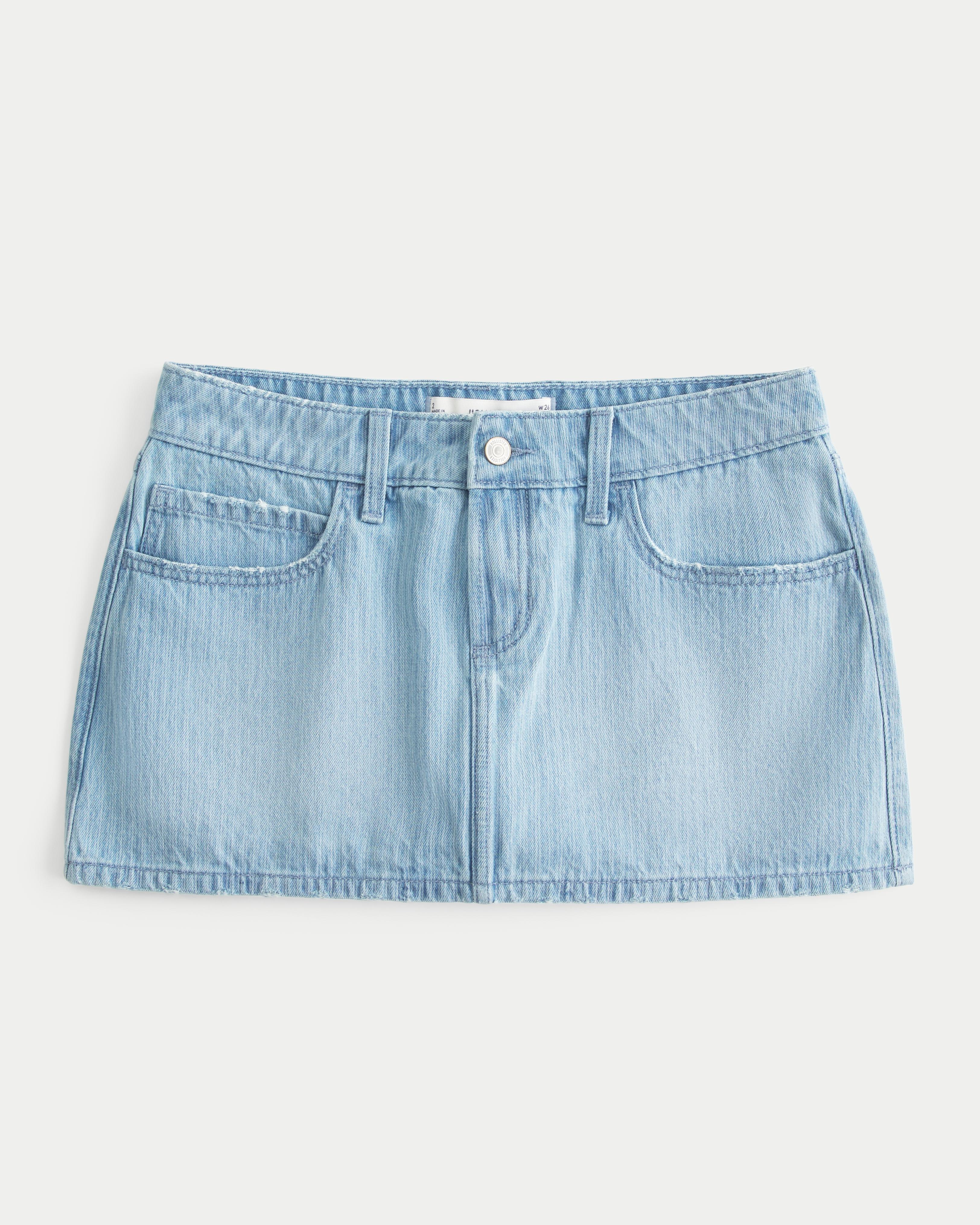 Low-Rise Star Embroidered Denim Mini Skort Product Image