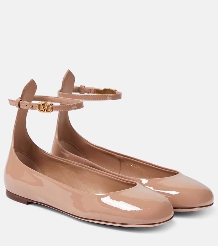 VALENTINO GARAVANI Pink Tan-go Patent Leather Ballerina Flats In Gf9 Rose Cannelle Product Image