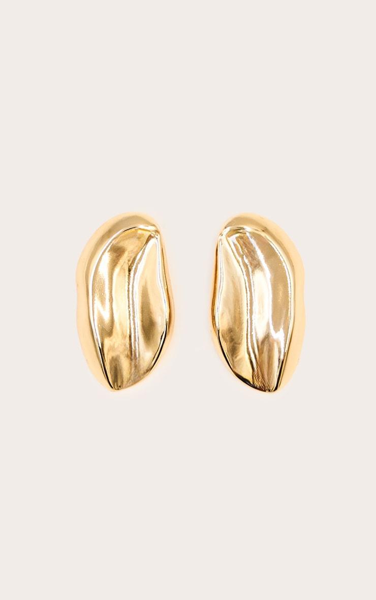 Gold Smooth Abstract Oval Earrings Product Image