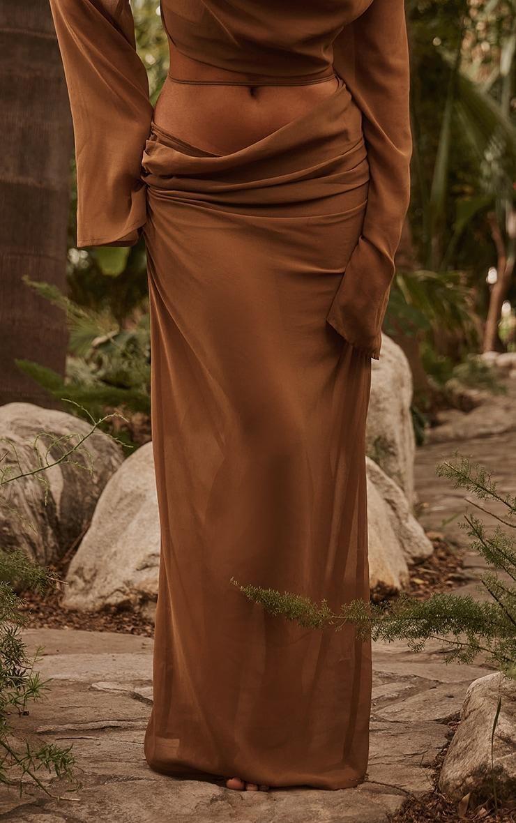 Brown Chiffon Maxi Beach Skirt Product Image