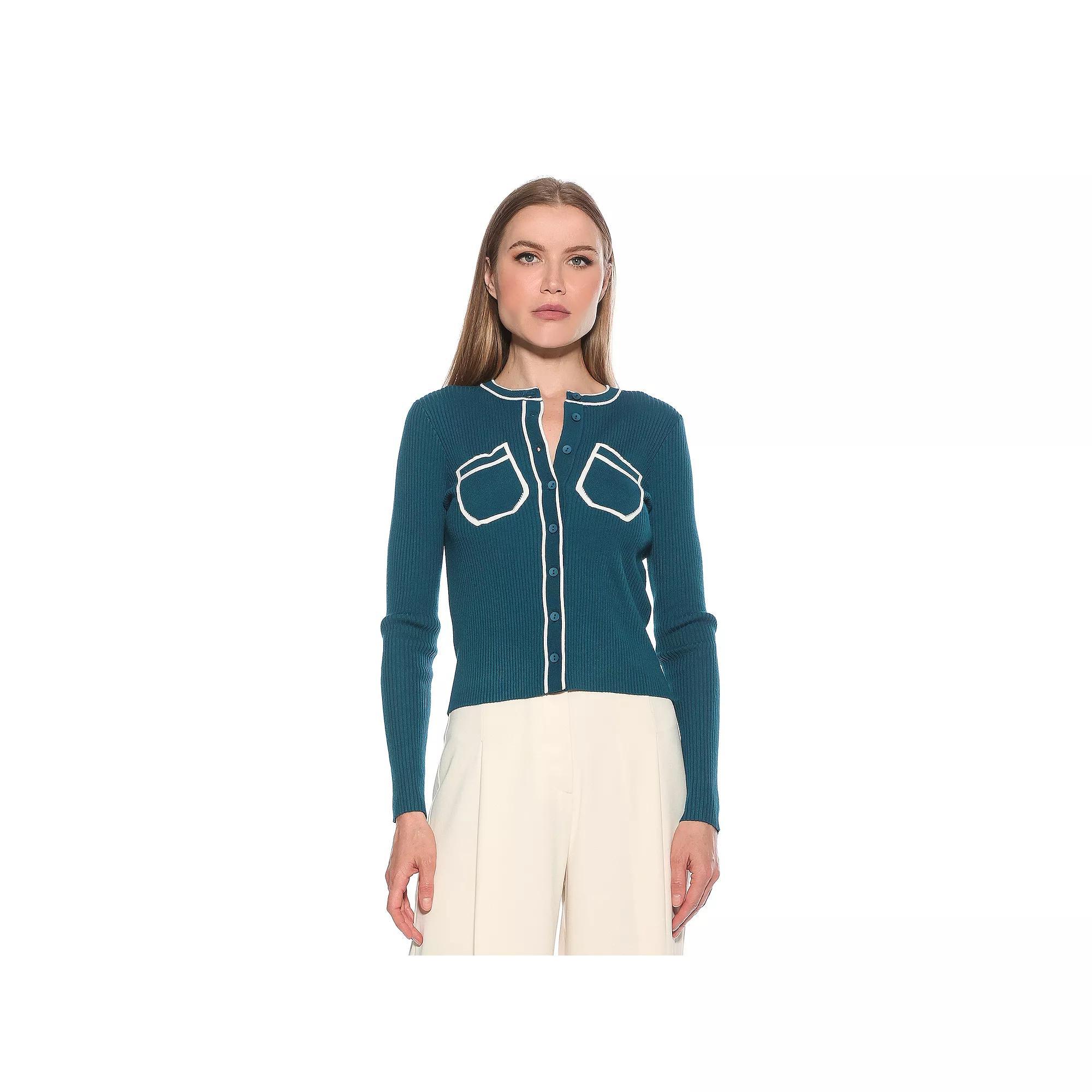 Women's ALEXIA ADMOR Clover Ribbed Knit Button Down Cardigan,  Product Image