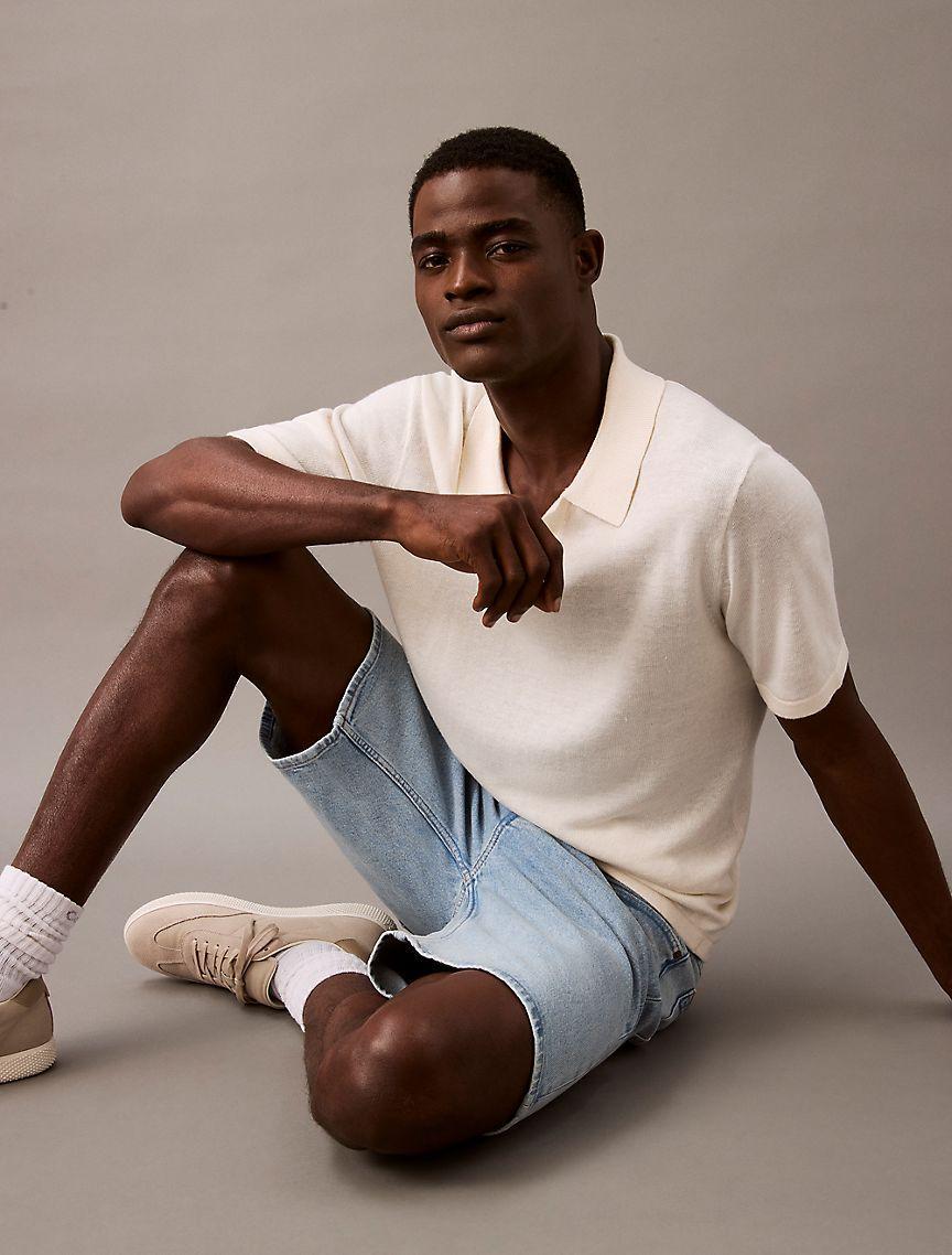 Linen Blend Sweater Polo Shirt Product Image