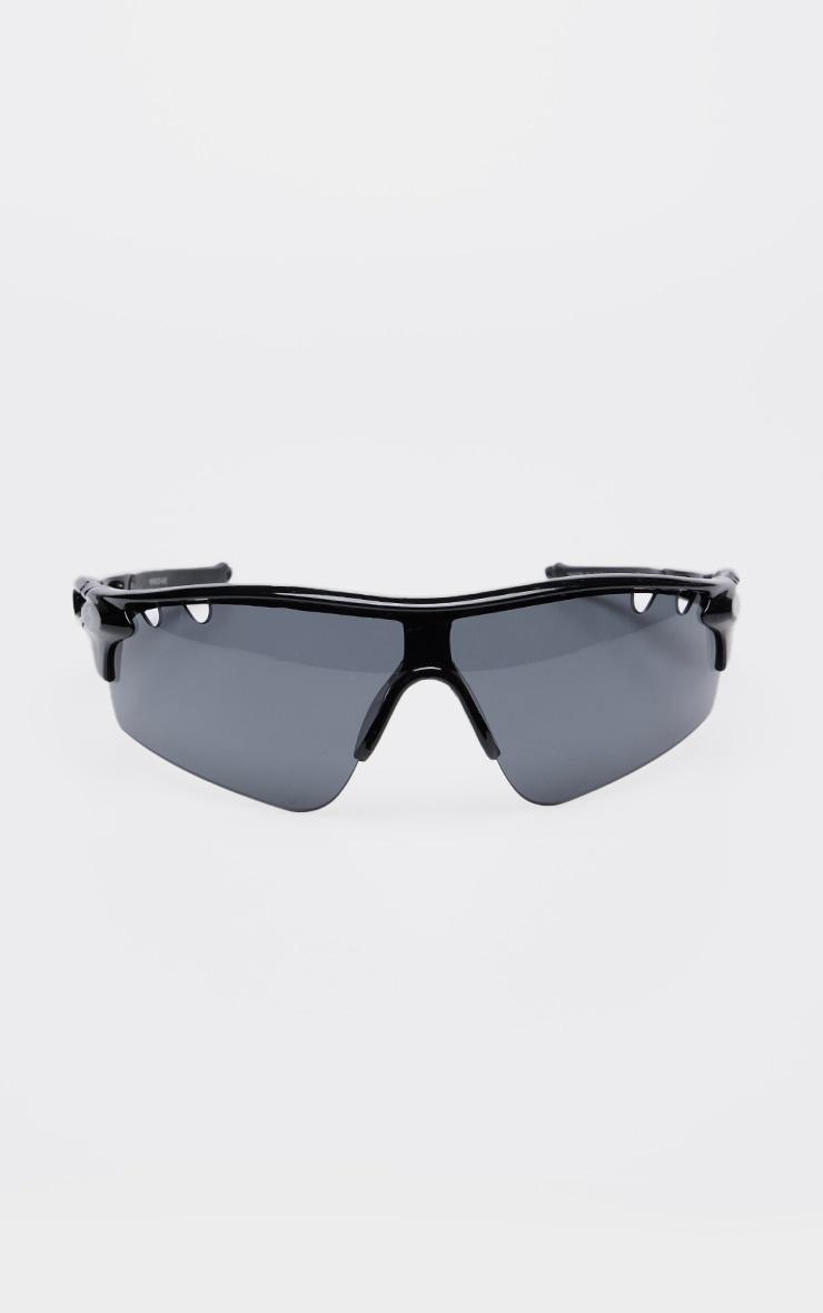 PRETTYLITTLETHING RUN Black Cut Out Sporty Sunglasses Product Image