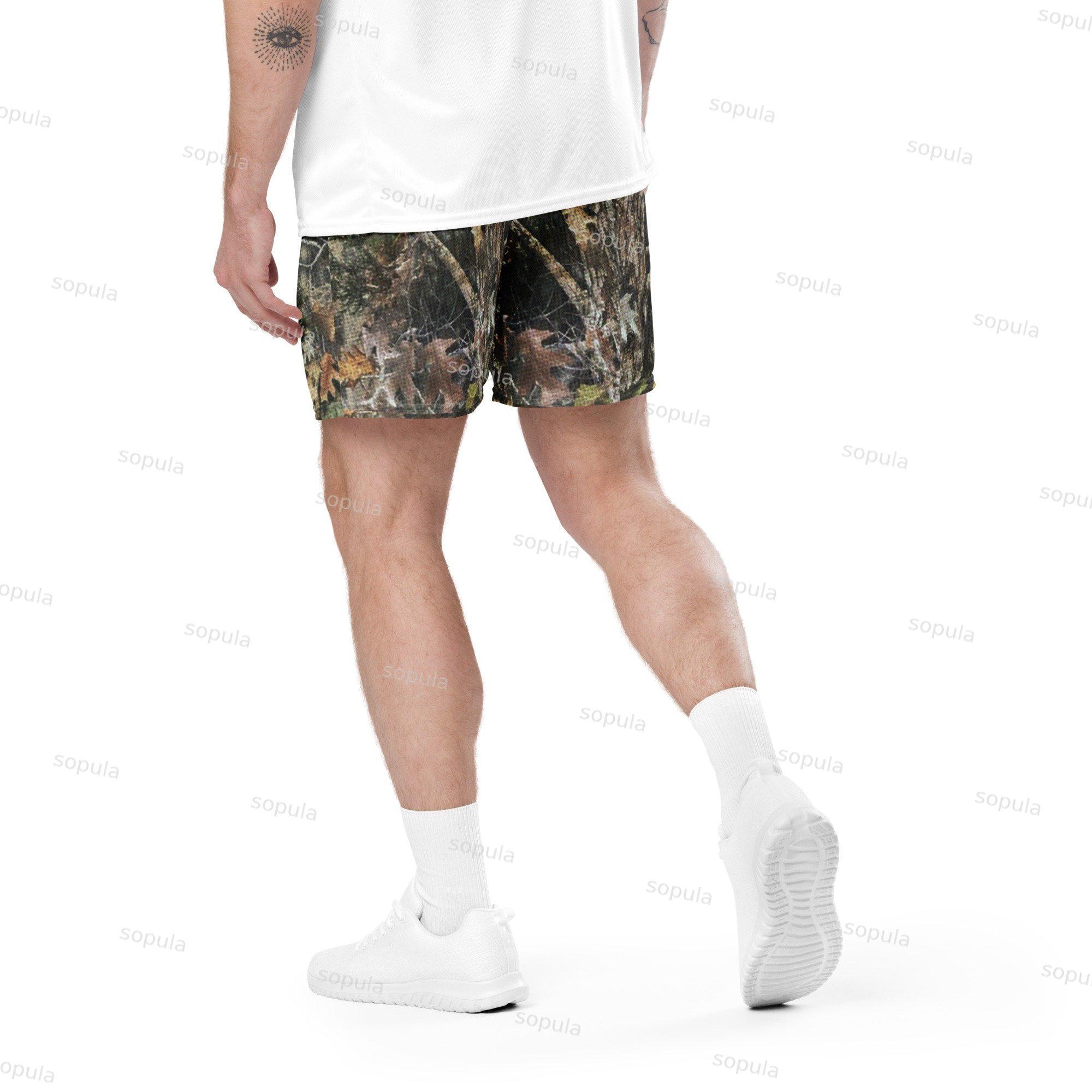 Vintage Stylish Camo Trunk Graphic Casual Street Mesh Shorts Product Image
