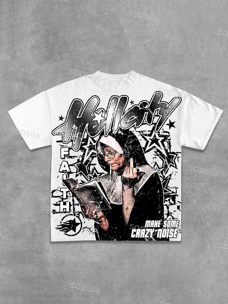 Hellcity - New Printed Pattern Design Print Cotton T-Shirt Product Image