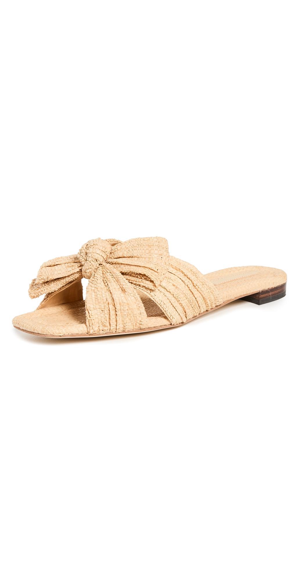 Loeffler Randall Daphne Pleated Knot Flat Sandals Natural 11 Product Image