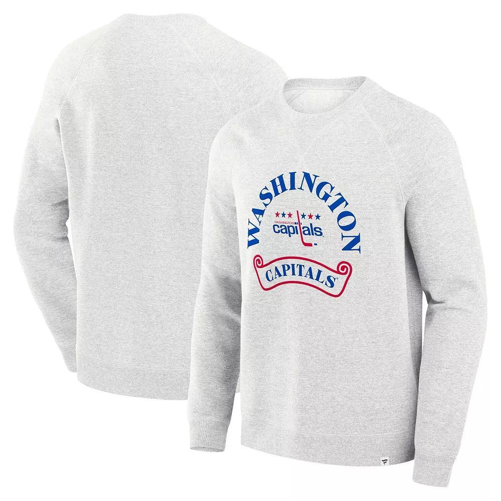 Men's Fanatics Heather Gray Washington Capitals Banner Fleece Raglan Pullover Sweatshirt,  Product Image