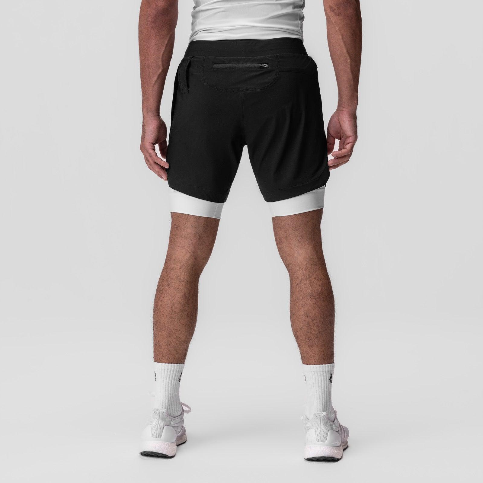 0866. Tetra-Lite® 7" Liner Short - Black "Cyber"/White Male Product Image