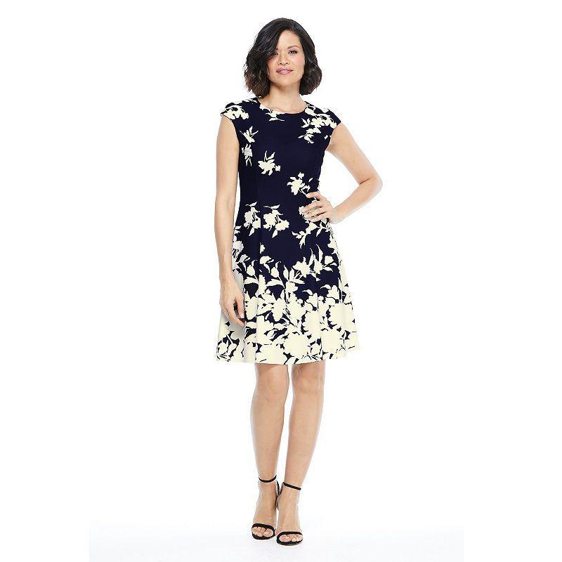 Petite London Times Floral Cap Sleeve Fit & Flare Dress, Womens Product Image