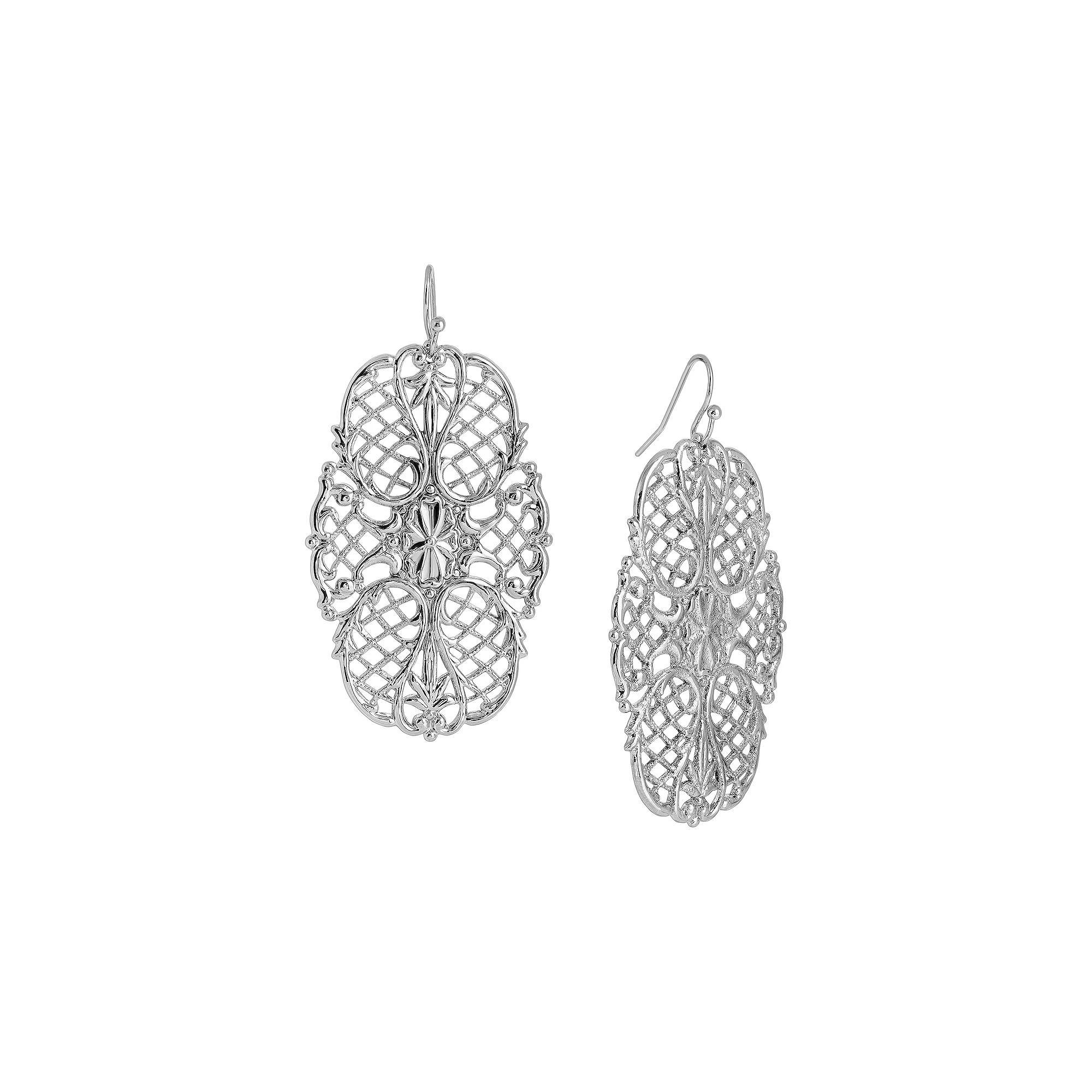 1928 Filigree Drop Earrings, Womens, Gray Product Image