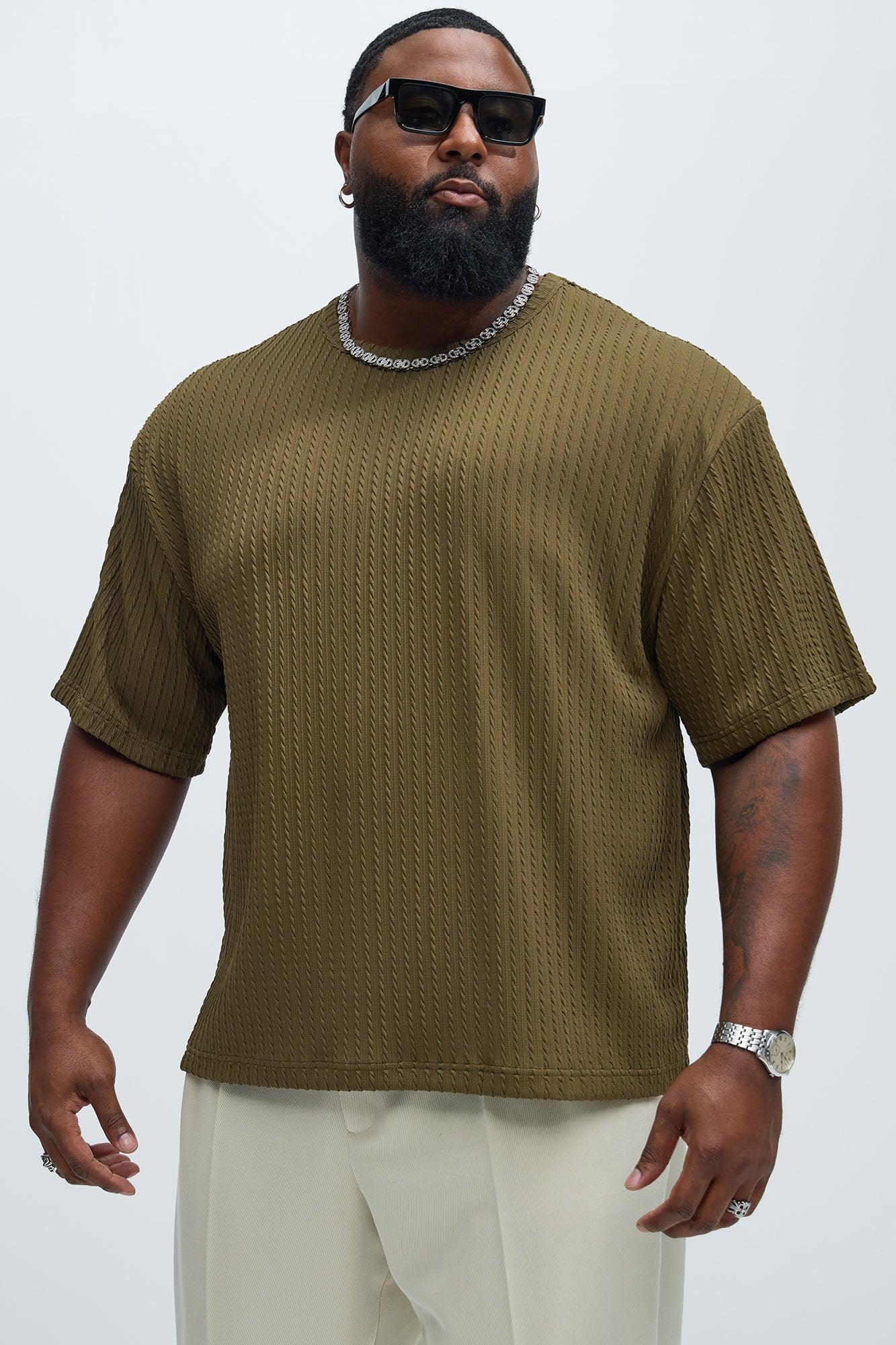Rope Textured Relaxed Tee - Olive Product Image