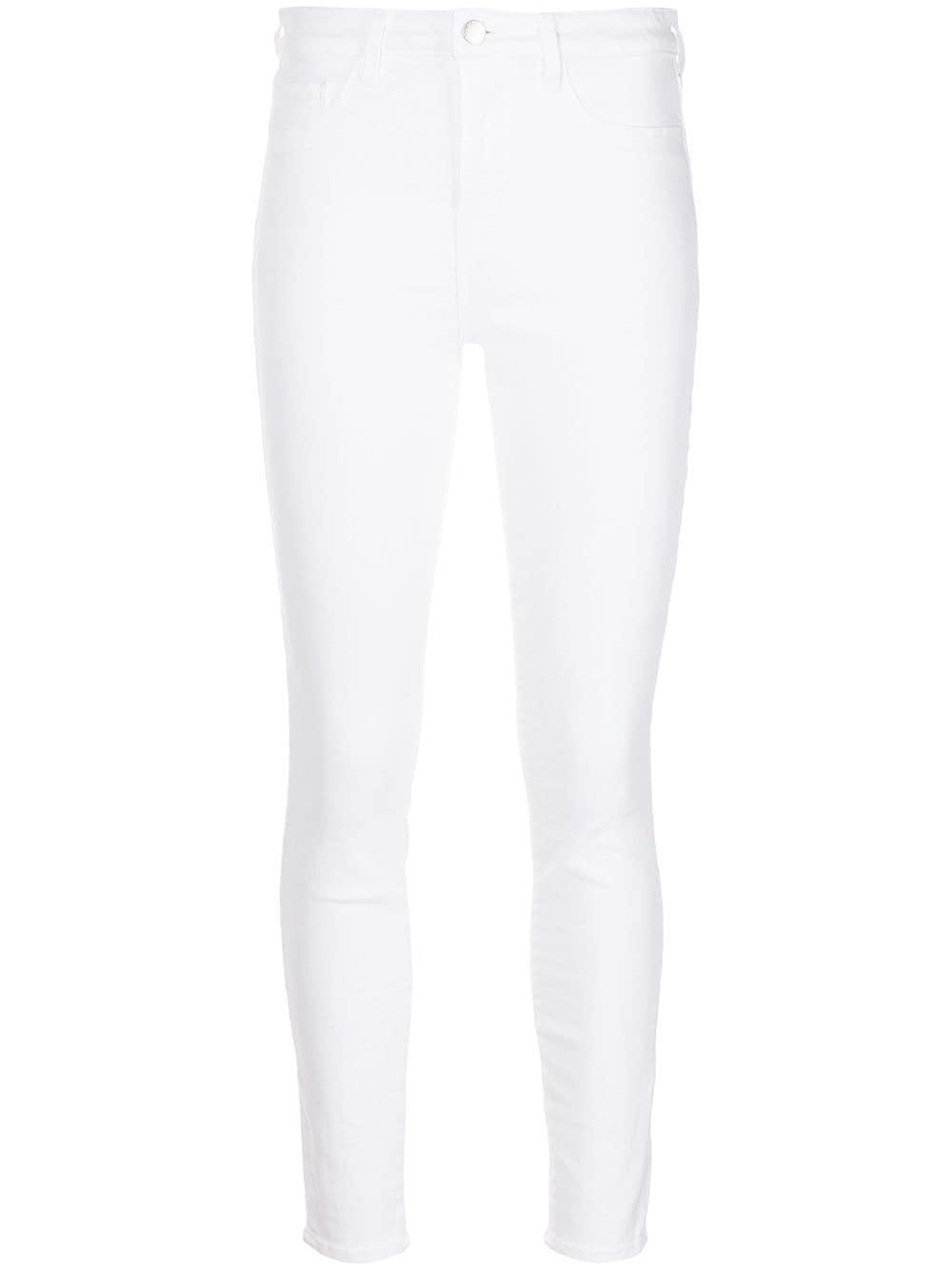 Nadia Cropped Striped High-rise Slim-leg Jeans In Blanc Coated Product Image