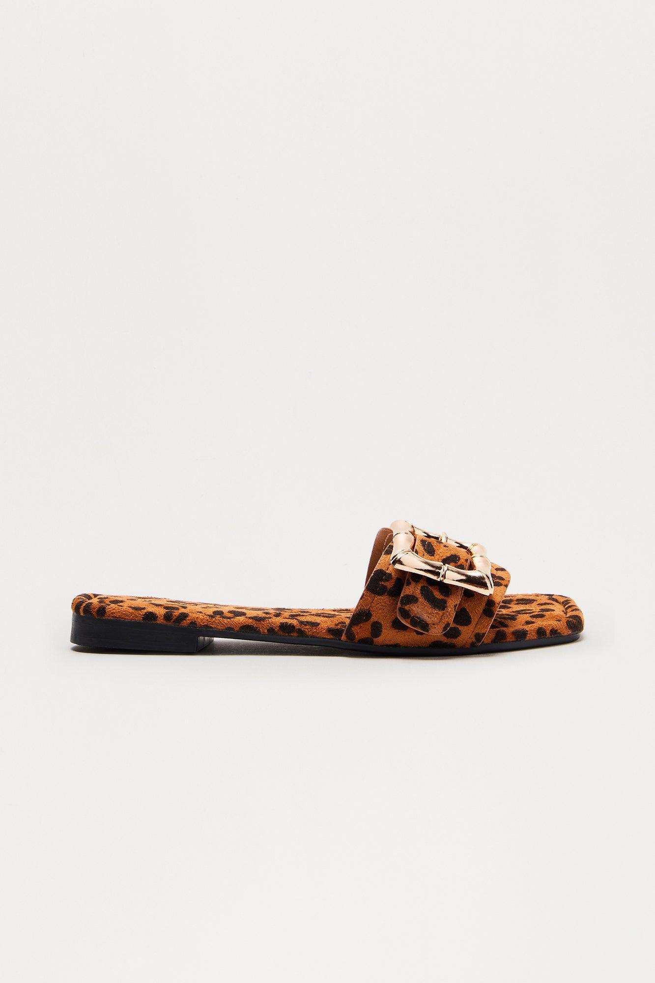 Finny Buckle Slip On Sandals - Leopard Product Image