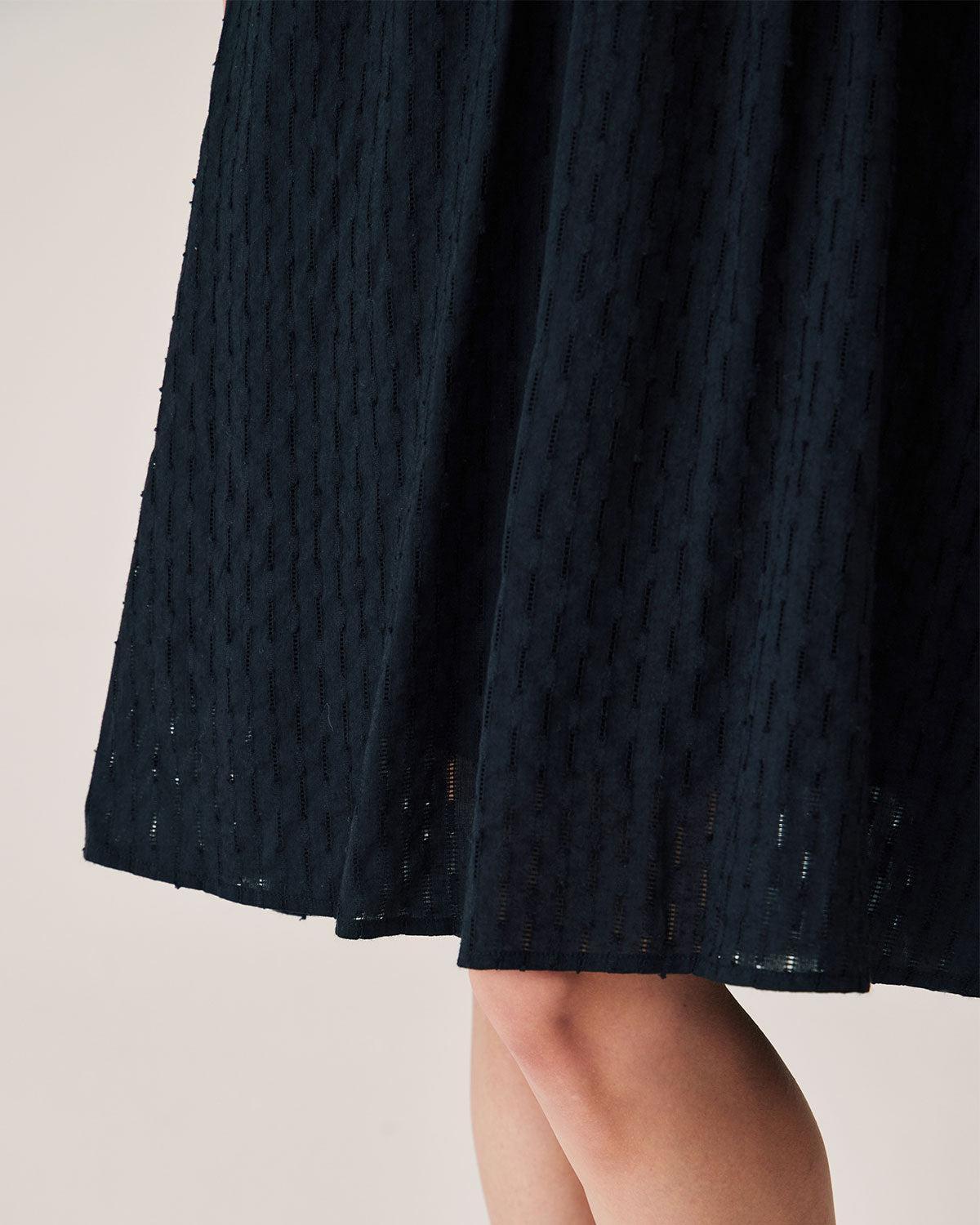 Black Lace Button Midi Dress Product Image