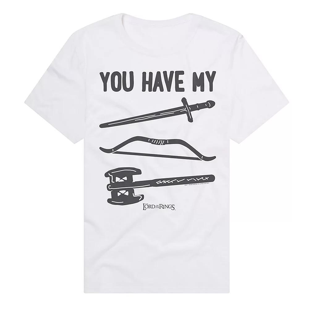 Men's Lord of The Rings Fellowship Weapons Graphic Tee, Size: Medium, White Product Image