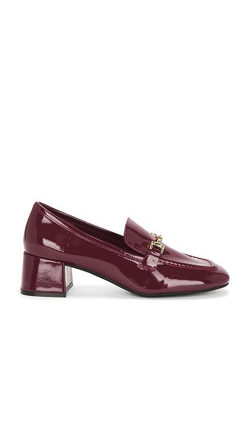 JEFFREY CAMPBELL Women's Archives Block Heel Loafers In Wine Patent Gold Product Image