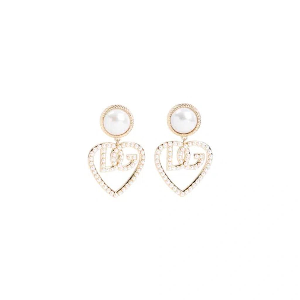 DOLCE & GABBANA Stylish Brass & Plexiglass Earrings Clips In Silver Product Image