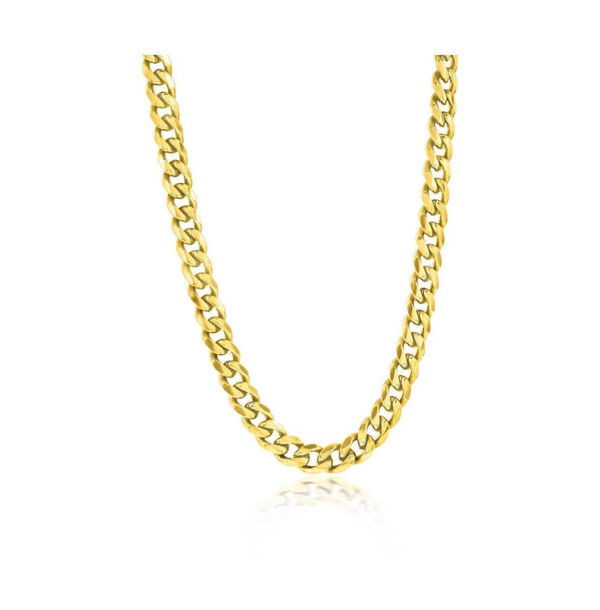 Metallo Stainless Steel 7mm Cuban Chain Necklace, Mens Gold Tone Product Image