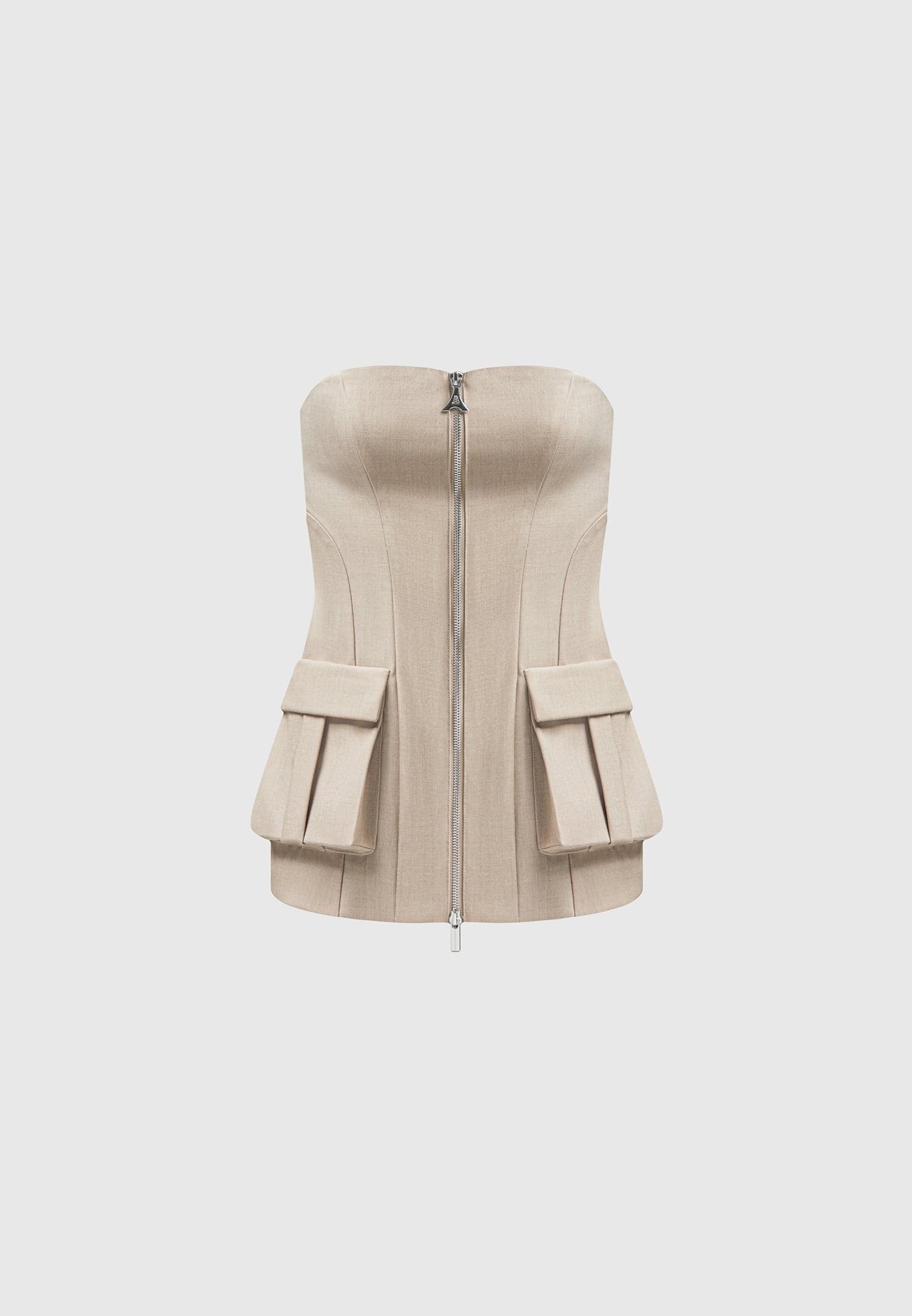 Tailored Longline Bandeau Top - Taupe Female Product Image