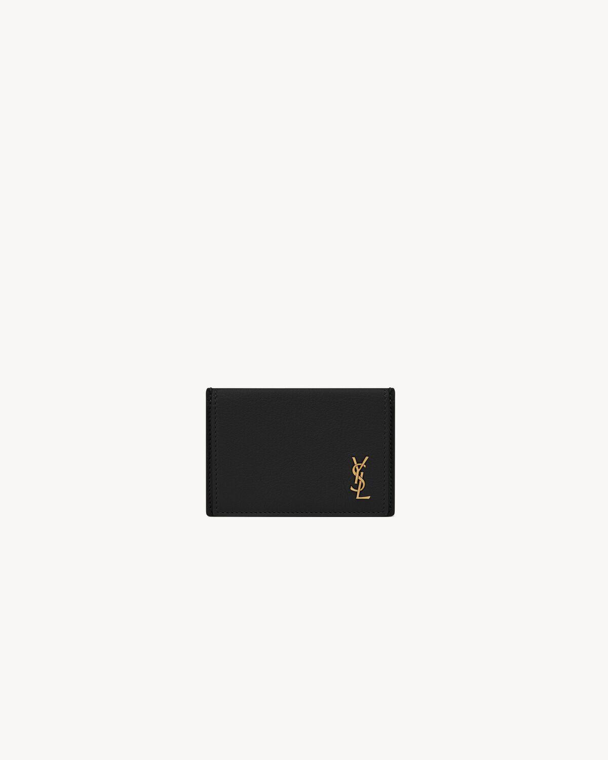 Saint Laurent Paris open card case in coated bark leather | Saint Laurent | YSL.com Product Image