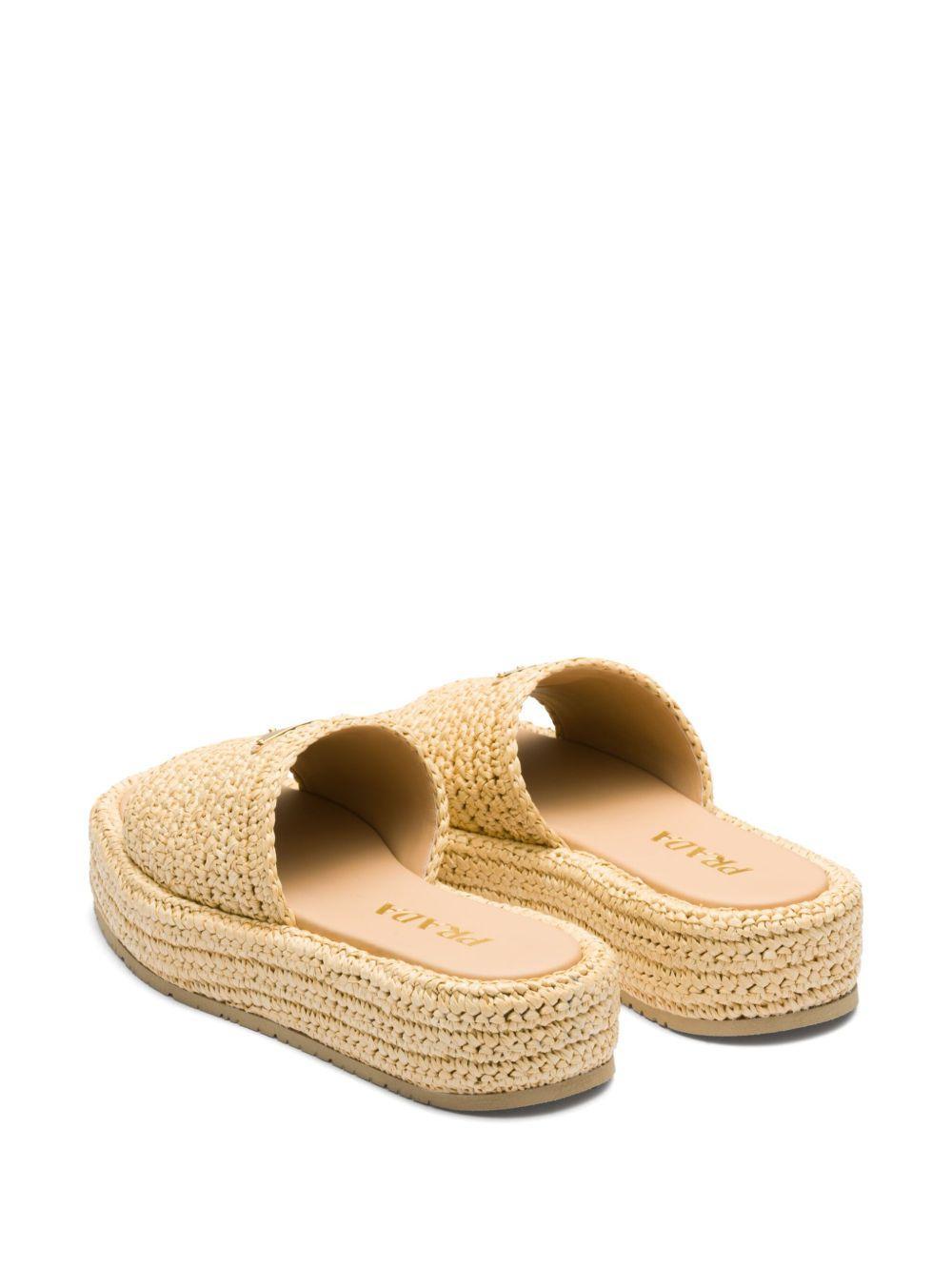logo-plaque woven-raffia sandals Product Image