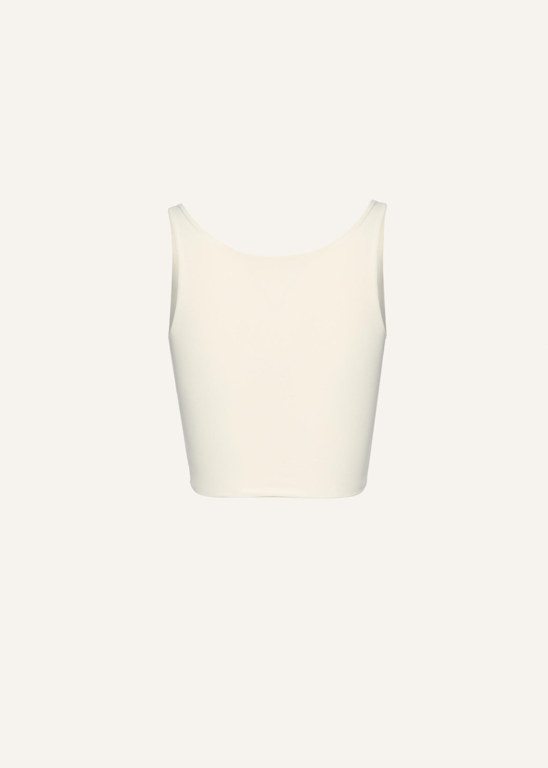 Ruched flower top in cream Product Image